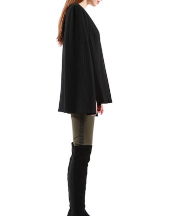 Ladies Soft Structured Black Cape Jacket Wool Poncho