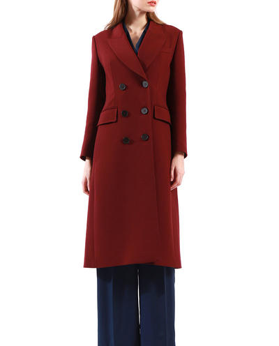 Womens Red Coat Wool Blend Long Length Winter Coat UK