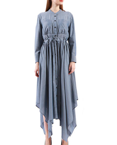 Ladies Day Dress Irregular Hem Belted Single Breasted Designer Dresses online