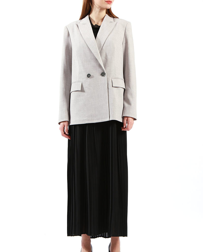 Ladies Grey Jacket Easy Textured Woven Longline Blazer on Sale